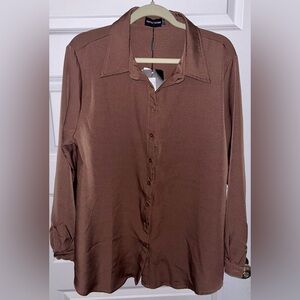 NEW WITH TAGS Pretty Little Things Mocha Long Sleeve Top Size 12